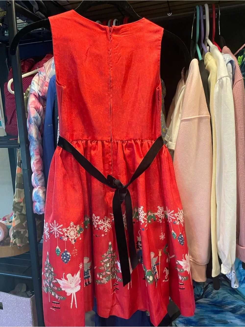 Bonnie Jean Red Nutcracker Print Dress with Black Velvet Bolero